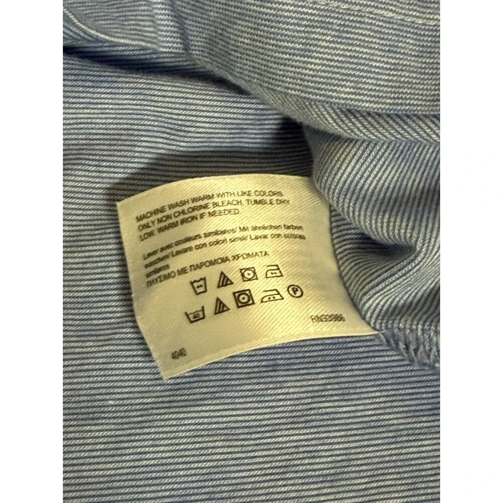 Brooks Brothers Men’s Polo Shirt Blue Stripe Black Collar Size L - Picture 4 of 12